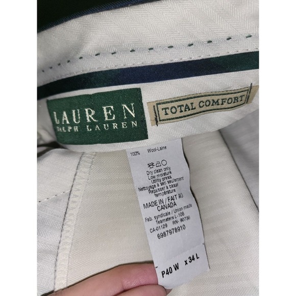 Lauren Ralph Lauren Men's Blue Total Comfort Striped Pants Sz 40 X 34‎ 100% Wool - Picture 3 of 3